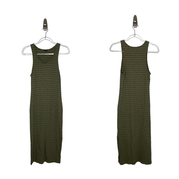 MONROW | Striped Tank Dress in Moss Green Large - Picture 1 of 7
